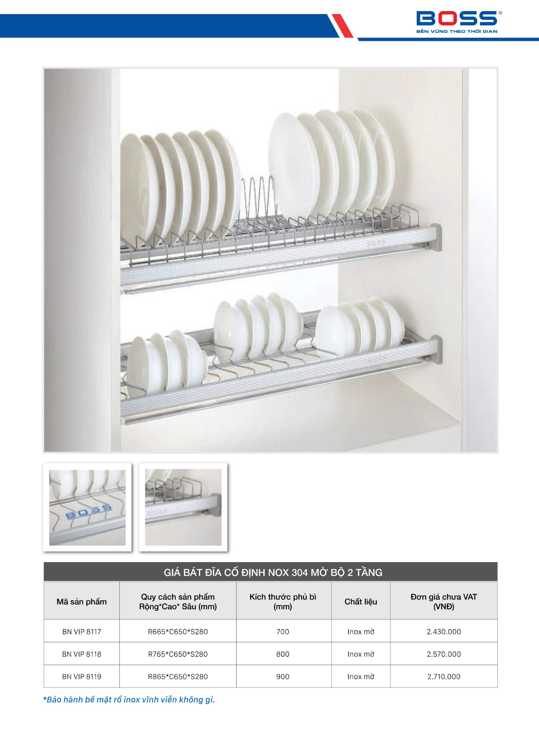 Kệ Chén Đĩa Cố Định Boss 2 Tầng