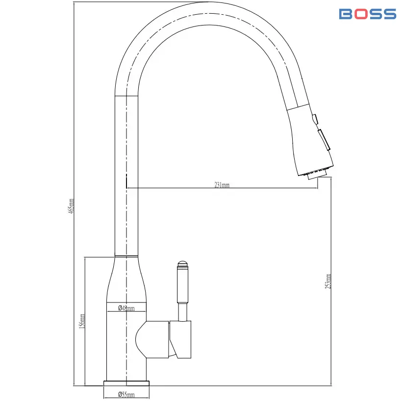 Vòi Boss Rửa Bát Dây Rút Nano BN620